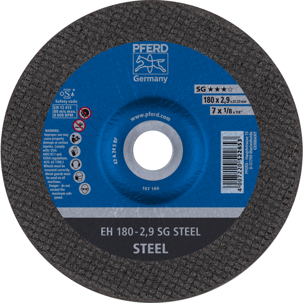 Bild von Trennscheibe EH 180x2,9x22,23 mm gekröpft Leistungslinie SG STEEL für Stahl