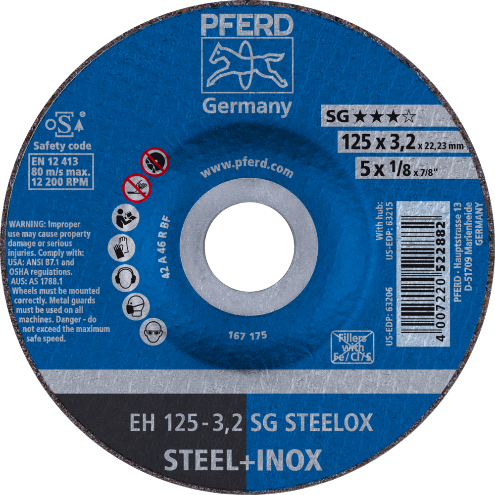 Bild von Trennscheibe EH 125x3,2x22,23 mm gekröpft Leistungslinie SG STEELOX für Stahl/Edelstahl