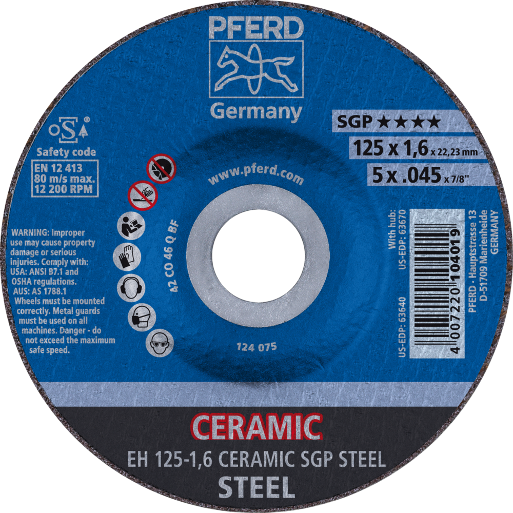 Bild von Trennscheibe EH 125x1,6x22,23 mm gekröpft CERAMIC Speziallinie SGP STEEL für Stahl