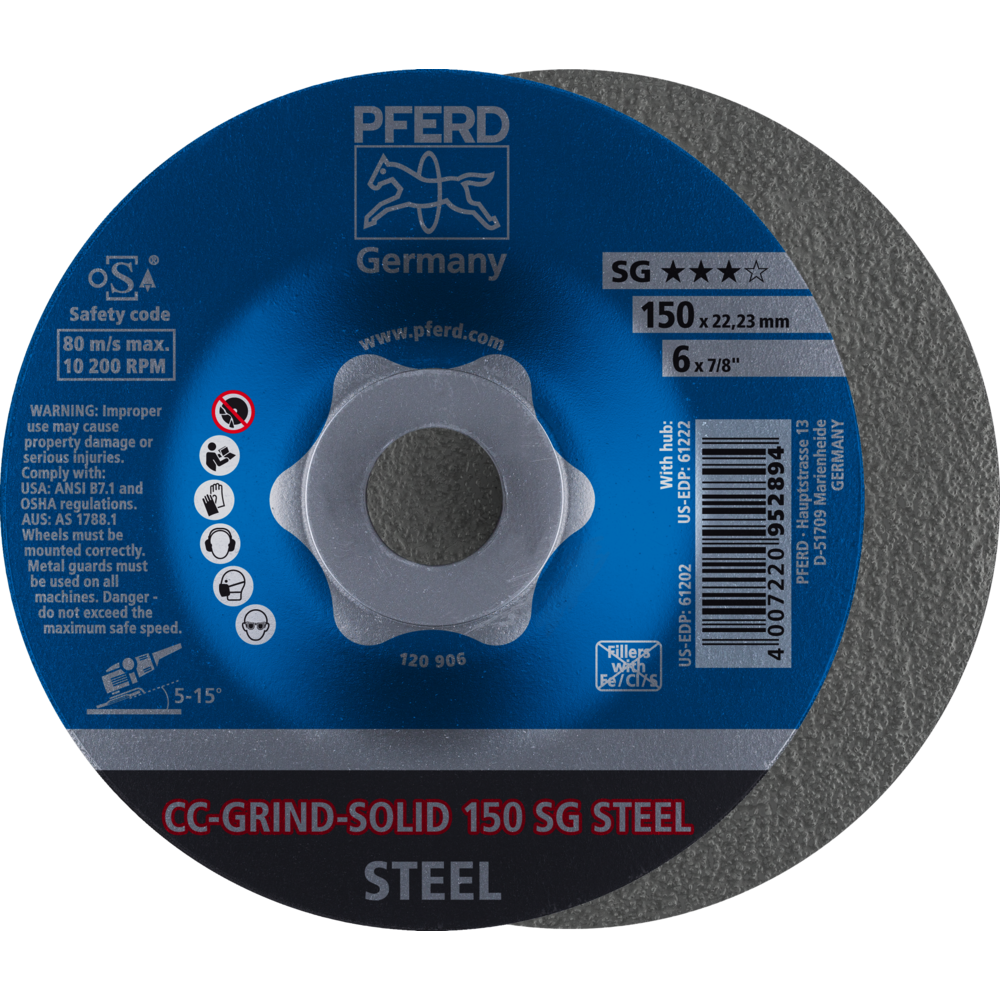 Bild von CC-GRIND-SOLID Schleifscheibe 150x22,23 mm COARSE Leistungslinie SG STEEL für Stahl
