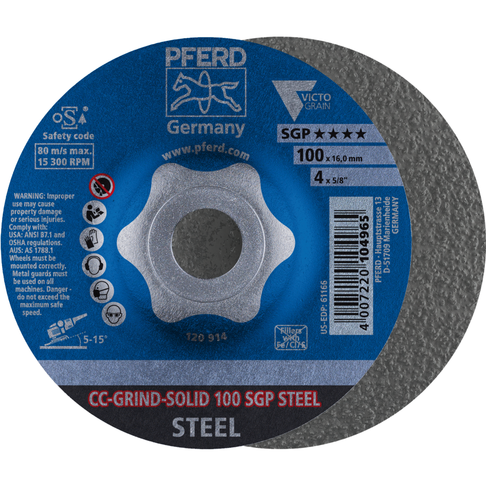 Bild von CC-GRIND-SOLID Schleifscheibe 100x16 mm COARSE Speziallinie SGP STEEL für Stahl
