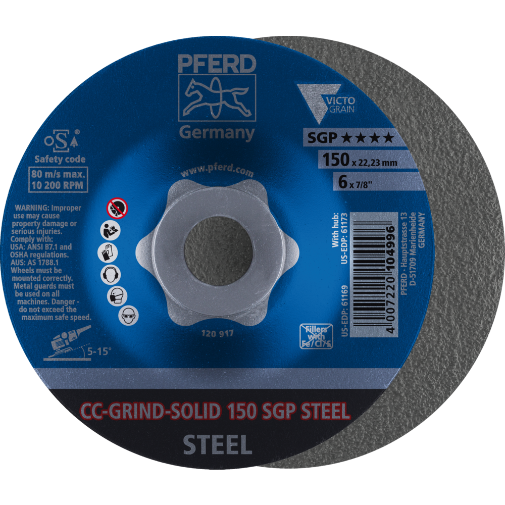 Bild von CC-GRIND-SOLID Schleifscheibe 150x22,23 mm COARSE Speziallinie SGP STEEL für Stahl