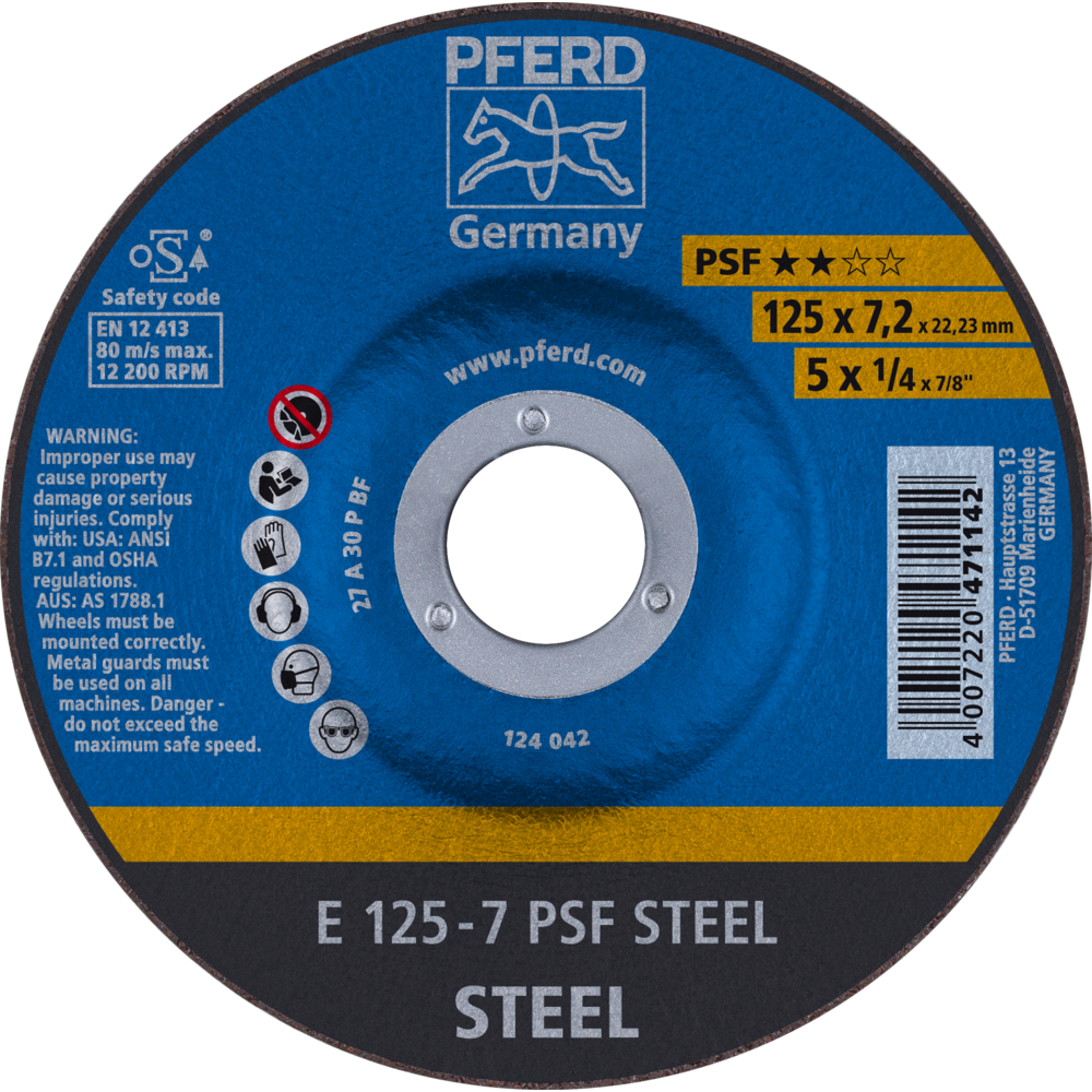 Imagen de Schruppscheibe E 125x7,2x22,23 mm Universallinie PSF STEEL für Stahl