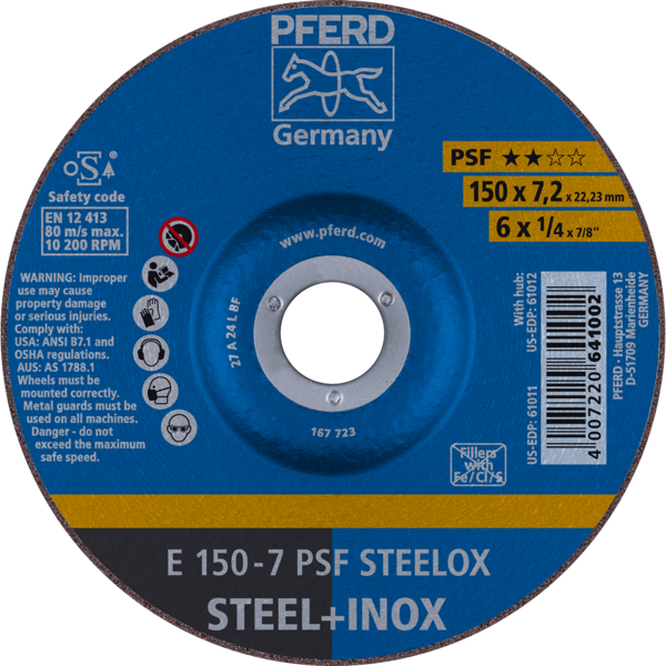 Bild von Schruppscheibe E 150x7,2x22,23 mm Universallinie PSF STEELOX für Stahl/Edelstahl