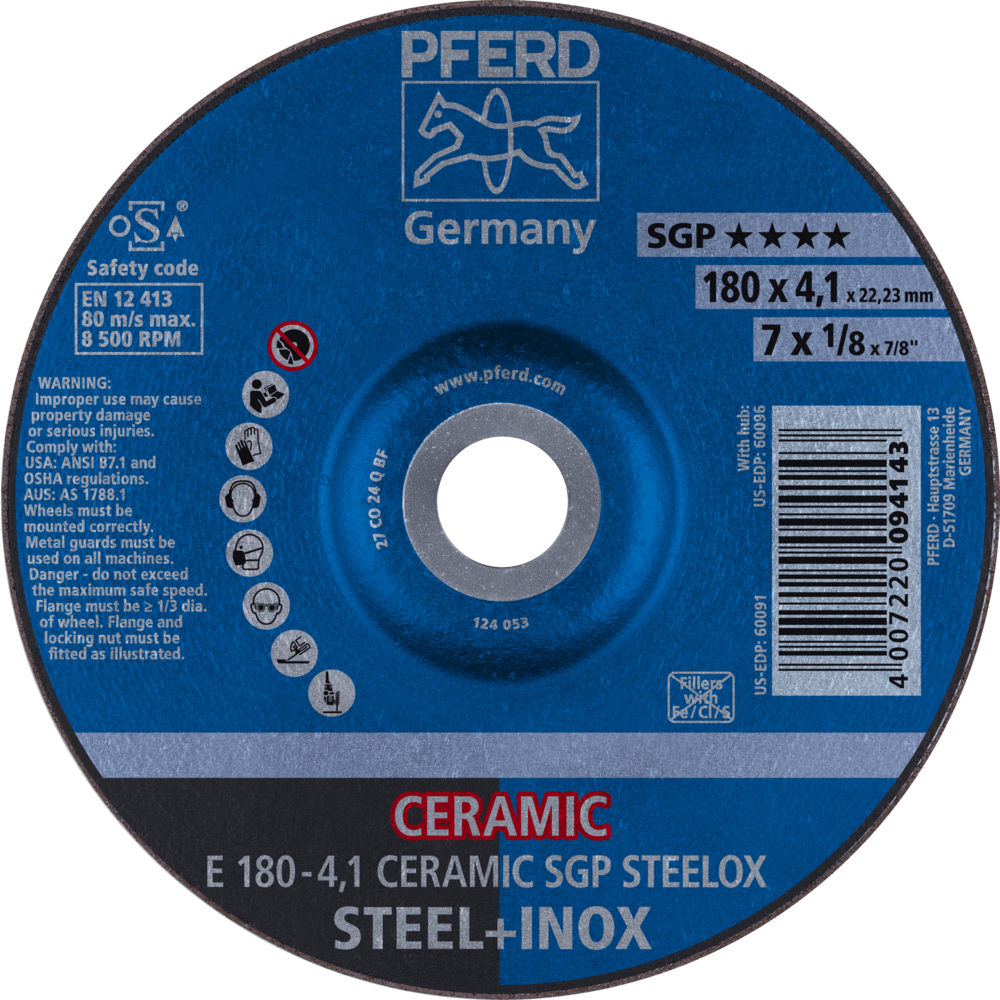 Bild von Schruppscheibe E 180x4,1x22,23 mm CERAMIC Leistungslinie SG STEELOX für Stahl/Edelstahl