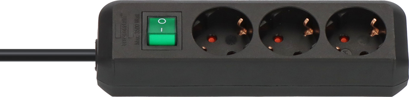 Bild von Eco-Line Steckdosenleiste mit Schalter 3-fach schwarz 1,5m H05VV-F 3G1,5