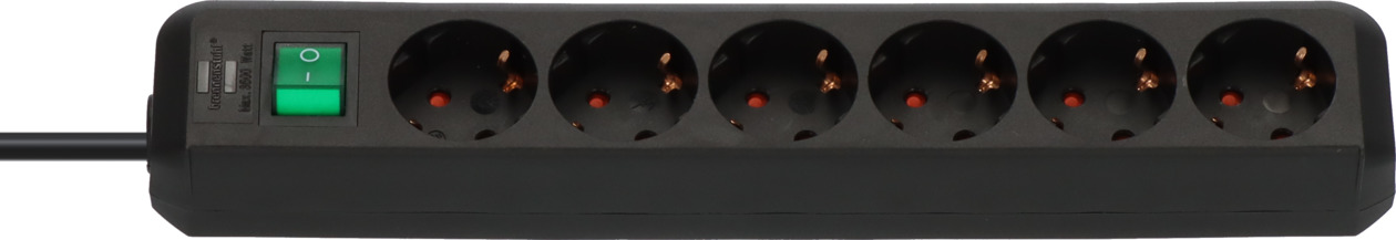 Bild von Eco-Line Steckdosenleiste mit Schalter 6-fach schwarz 1,5m H05VV-F 3G1,5