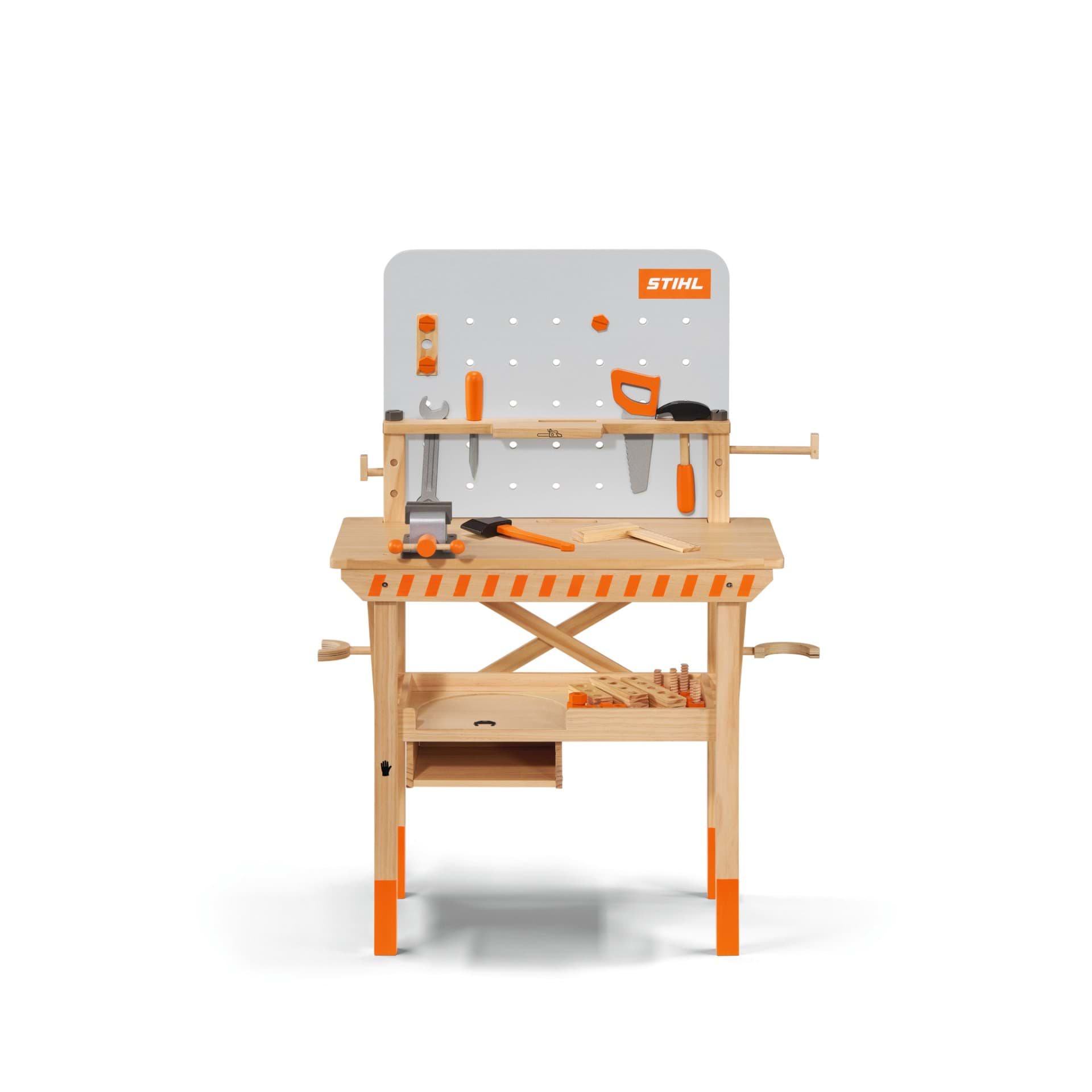Kinderwerkbank Holz mit Holzspielzeug