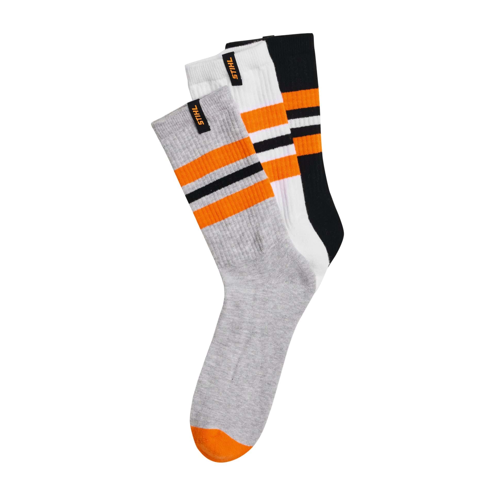 Socken Gr. 35-38 STRIPES 3er Set Schwarz / Weiß / Grau