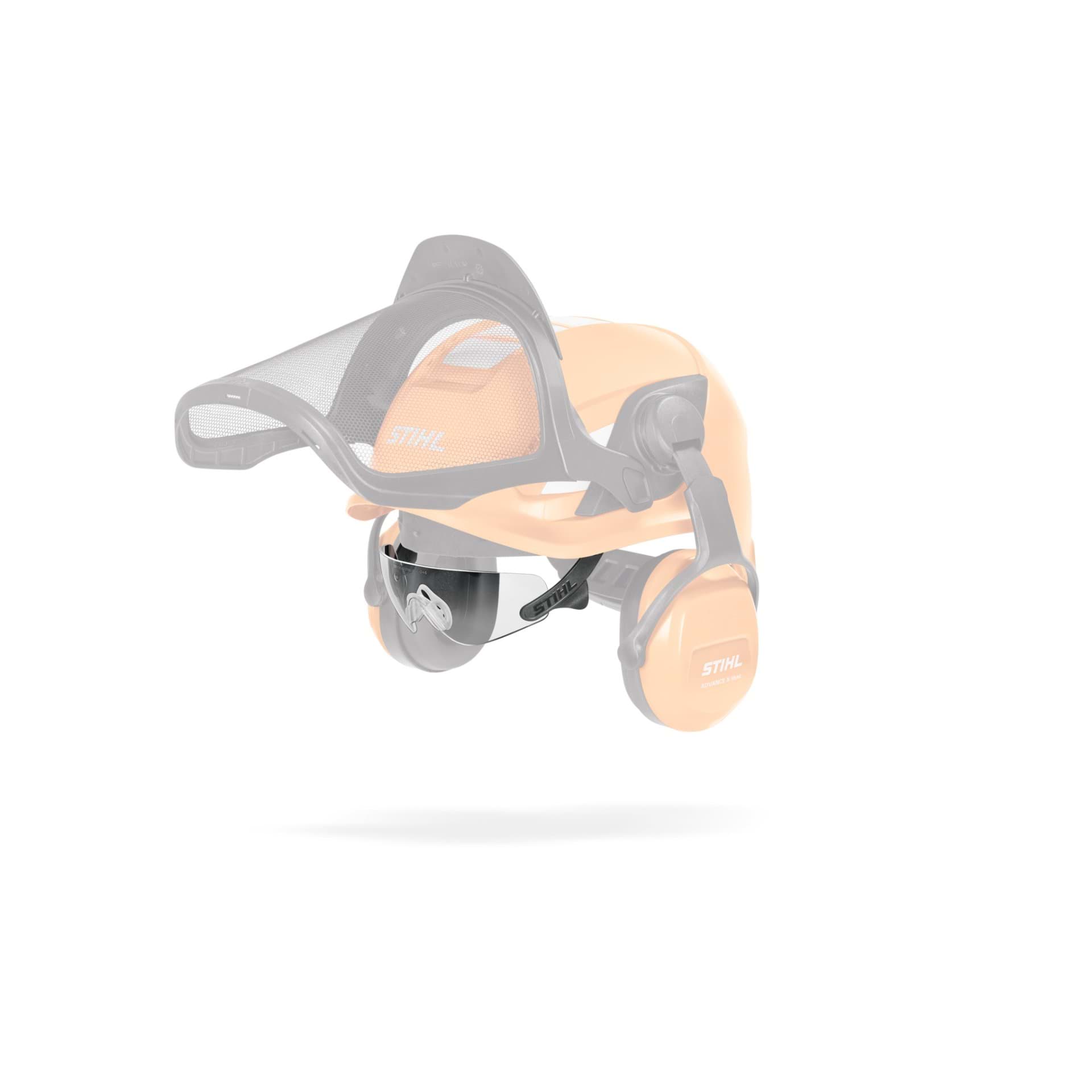 Integrierte Helmbrille transparent